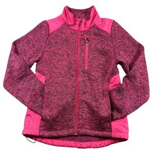 Alpine Design Pink Black Marled Fleece Jacket Full Zip Womens Small Outdoor